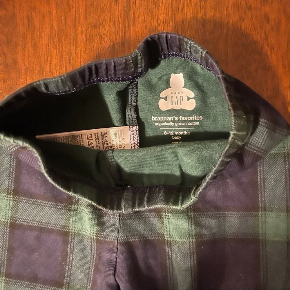 Gap | 2 piece long sleeve “loved” with plaid pants outfit | 6-12 mo